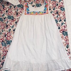 Beautiful Red Camel White Embroidered Dress